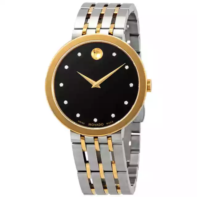 Movado Esperanza Black Diamond Dial Two-tone Men's Watch 0607191