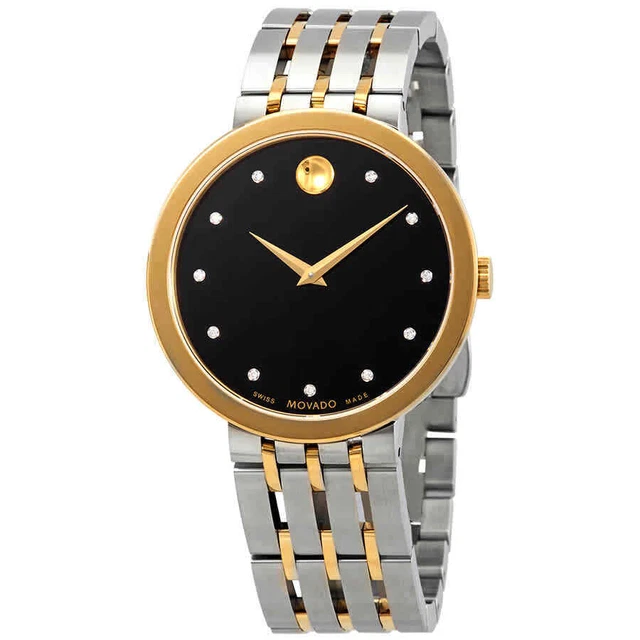 Movado Esperanza Black Diamond Dial Two-tone Men's Watch 0607191