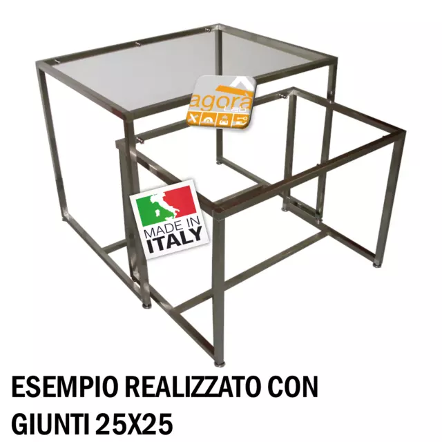 Giunto X Tavoli E Vetrine 25X25 4-Vie Vert. Nichel Satinato Nuovo Per Espositori 3