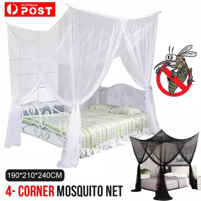 4 Corner Post Bed Canopy Mosquito Net Netting Full Queen King Size Bedding Home