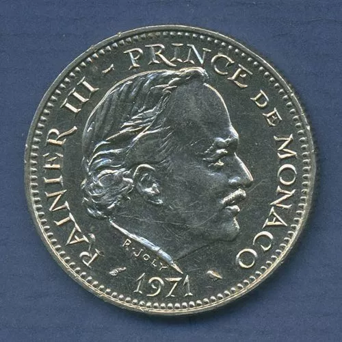 Monaco 5 Francs Kursmünze 1971 Prinz Rainer III. Monogramm, KM 150 vz (m3632)