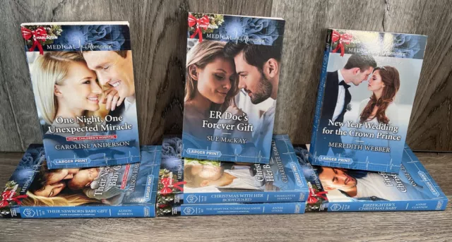 Lot 7x: Harlequin Medical Romance Christmas Larger Print Paperback Books NICE