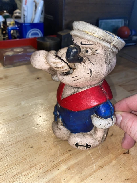 Popeye Sailor Mechanical Bank Patina Cast Iron Collector METAL Banking Decor WOW