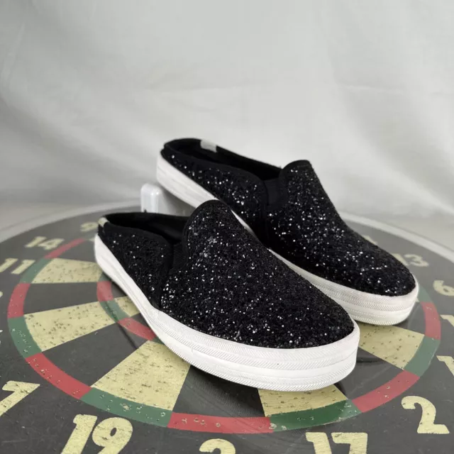 Kate Spade x Keds Double Deck Black Glitter Mule Sneaker Shoe Wmn 7.5 61656
