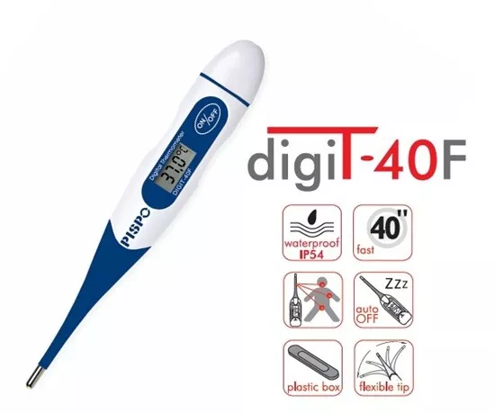 Digital LCD Digit-40F Flexible Tip Classic Thermometer PISPO Waterproof Fever