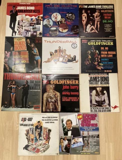 Job Lot ‘James Bond 007’ Vinyl Record Albums, 11 No. ‘Thunderball’ ‘Goldfinger’