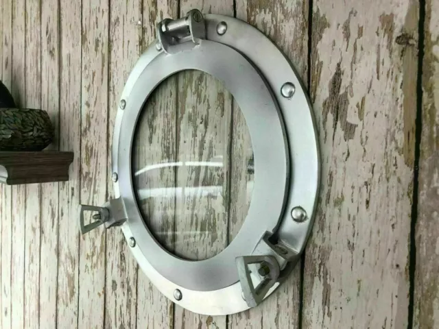 12" Latón Portilla Espejo Náutico Marítimo Pared Décor Enviar Cabina Ventana Con