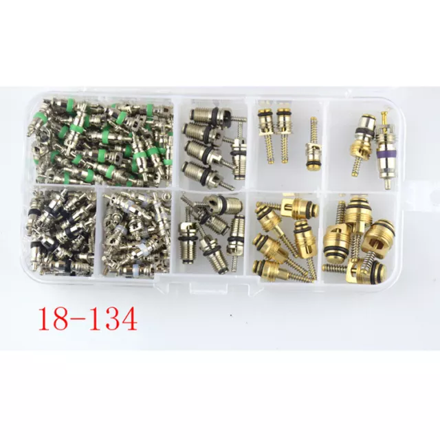 134pcs Car A/C Air Conditioning R134A Valve Core Assortment Remover Tool Kit