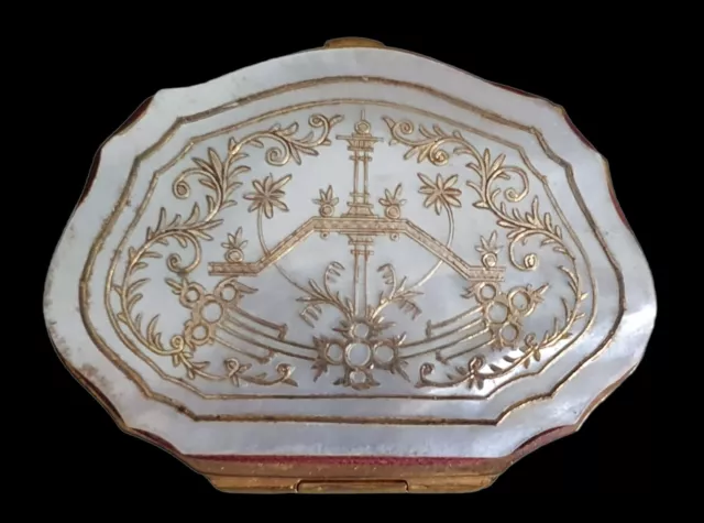 Porte monnaie porte louis d'or en nacre incrusté de laiton époque XIXÈME