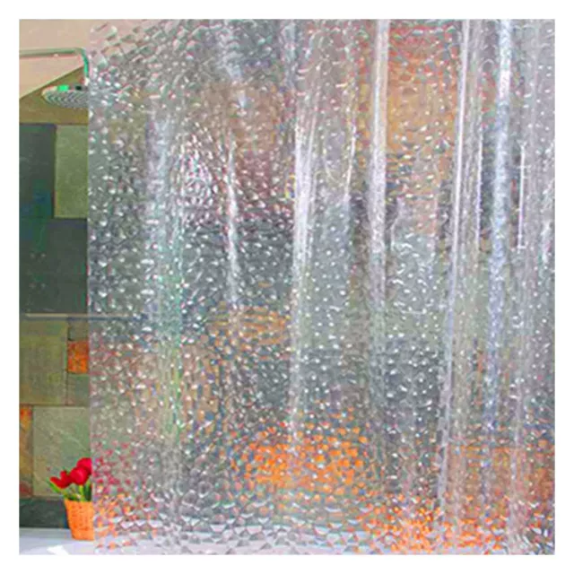 PEVA Waterproof Bath Shower Curtain Clear Home Bathroom Water Cube with Hook AU