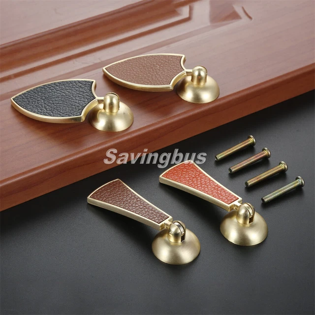 5x Vintage Cabinet Leather Drop Knobs Closet Door Drawer Cupboard Pull Handles