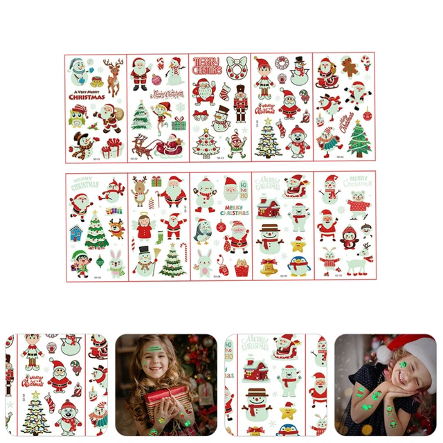 20 Sheets Tätowierungen Aufkleber Tattoo-Aufkleber Weihnachtsstrumpffüller Kind