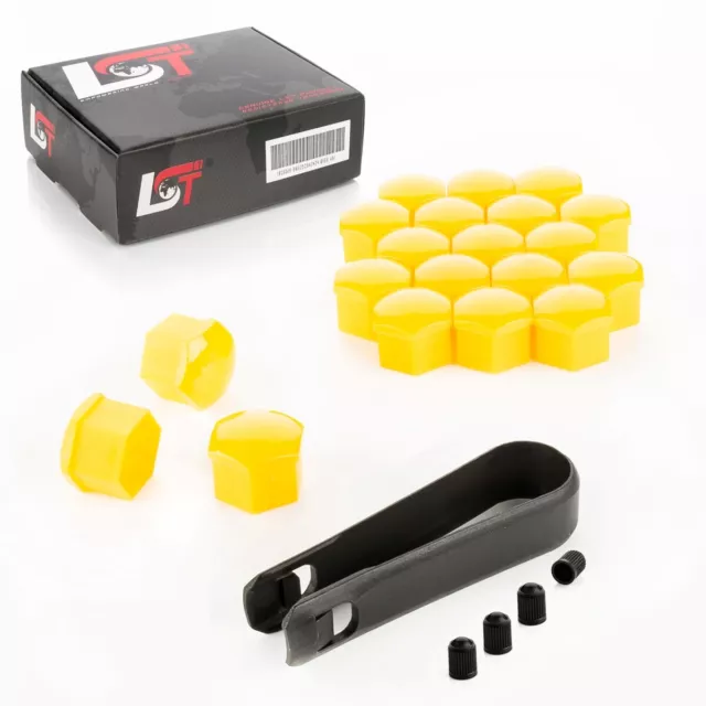 20x Tapas de Cubierta Tapones Tornillos Rueda Kit Brillo Amarillo 17MM para