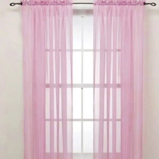 Glass Yarn Sheer Window Valance Curtain Pure Color Bedroom Home Wedding Decor 10