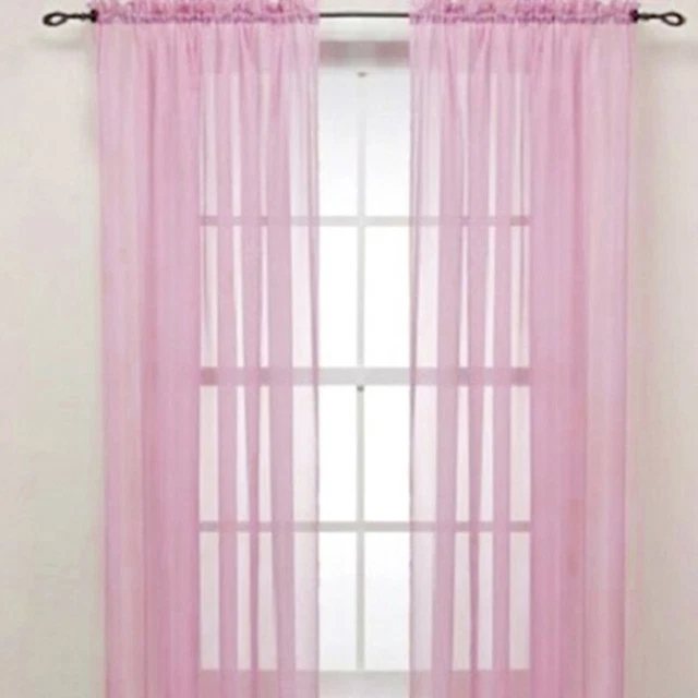Glass Yarn Sheer Window Valance Curtain Pure Color Bedroom Home Wedding Decor 10