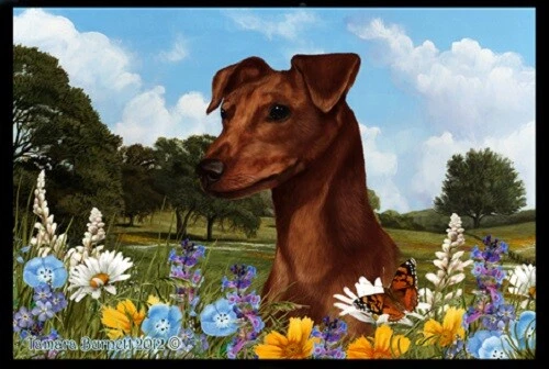 Summer Floor Mat - Uncropped Red Miniature Pinscher 39151