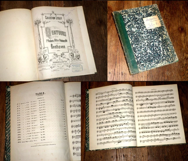 recueil de partitions pour le 2ème violon de 17 quatuors de Beethoven 1895