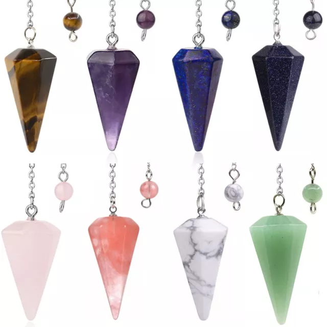 Natural Stone Crystal Pendulum Hexagonal Reiki Chakra Healing Pendant