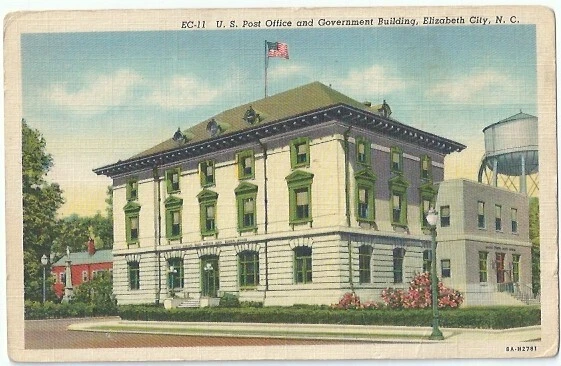Elizabeth City NC US Post Office Government Bldg Vintage Postcard North Carolina
