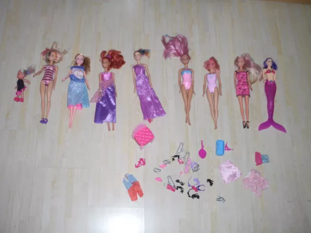 Barbie Puppen Set mit Zubehör + Kleidung Konvolut