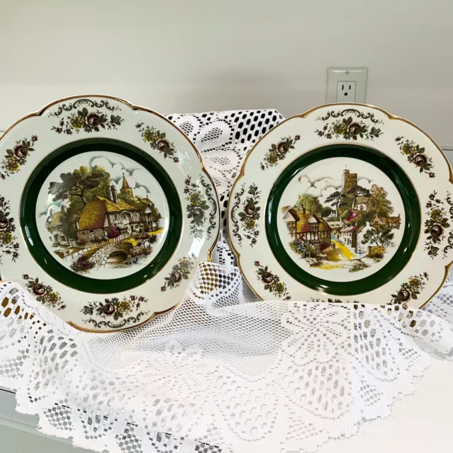 Ascot Service Wall Plates By Wood and Sons England Decorative Wall Set of 2 Gold