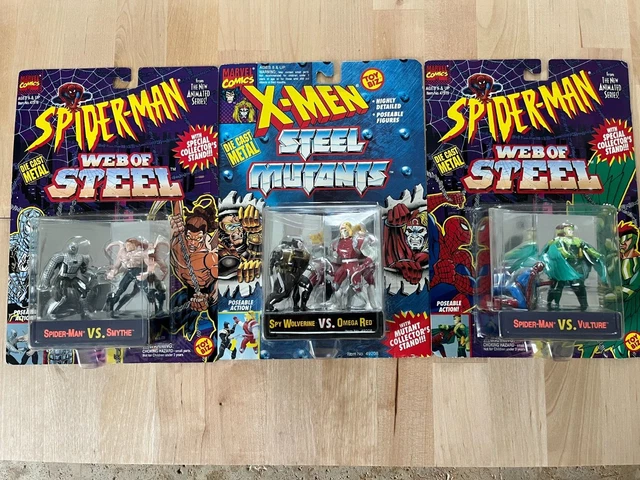 NEW 1994 Marvel Web of Steel / X-Men Steel Mutants - Toy Biz Figures Three Sets