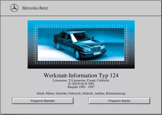 Mercedes Benz WIS manuale di riparazione per W124 tutti i modelli su CD