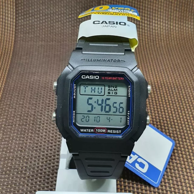 Orologio Casio W-800H-1A Snooze Alarm Dual Time cronografo digitale