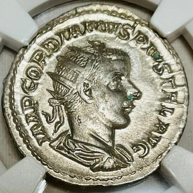 Ancient Roman Double Denarius Silver Coin NGC ChXF Gordian III 238-244