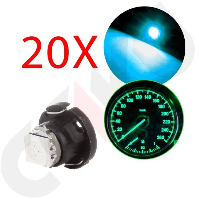 20Pcs Ice Blue T4.7 T5 Neo Wedge LED Bulb A/C Climate Switch Radio Lights Lamp