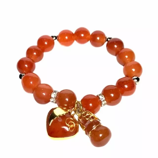 Bracelet Red Jade Natural Burma jadeite Stone Mala Beads Jewelry Thai Amulet
