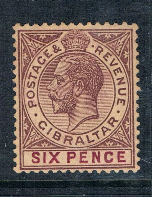 Gibraltar 1912 - 6d KGV - Dull Purple & Mauve - SC 70 [SG 80] MINT - S1