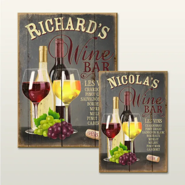 Personalisiertes Weinbarschild Wandschild Neuheit Geschenk Retro Shabby Chic
