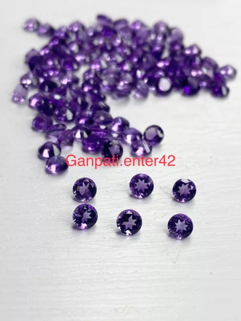 Amatista Natural Facetado Corte Redondo 3x3MM Calibrado Tamaño Suelto Gema E