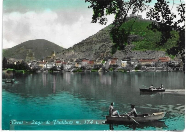 CARTOLINA DI TERNI ,LAGO DI PIEDILUCO - ACQUARELLATA viaggiata