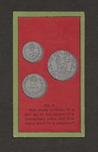 1907  SNIDERS & ABRAHAMS    COIN TRICKS  No 4  Card   STANDARD   Exc.