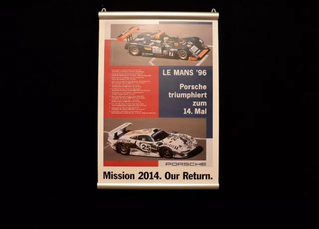 Original Porsche Poster "Le Mans´96" mit Schienensystem