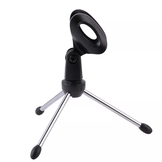 Desk/Table Top Microphone Stand Mic Tripod Clip Holder Foldable Adjustable 2