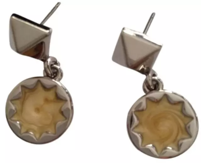 House Of Harlow J1190 Silver Cream Small Sunburst Drop Earrings