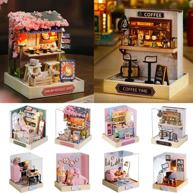 BLESSED STUDIO MINI Dolls House Coffee Shop Wooden Craft Dolls Houses £ ...