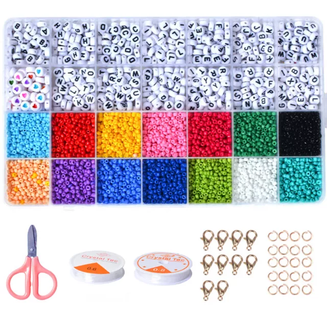 28 Grids 3mm 4500pcs Acrylic Seed Beads Craft Kit with A-Z Letter Beads For