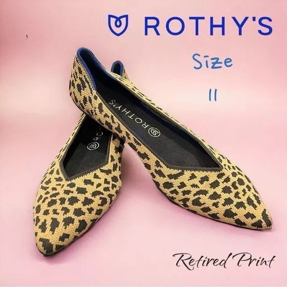 Rothy's The Point Leopard Cheetah Print Flats Size 11 (retired Print)