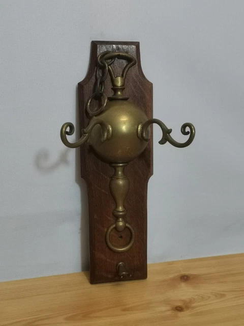 Vintage Brass & Wooden Coat & Umbrella Hooks - Decorative Wall Hanging