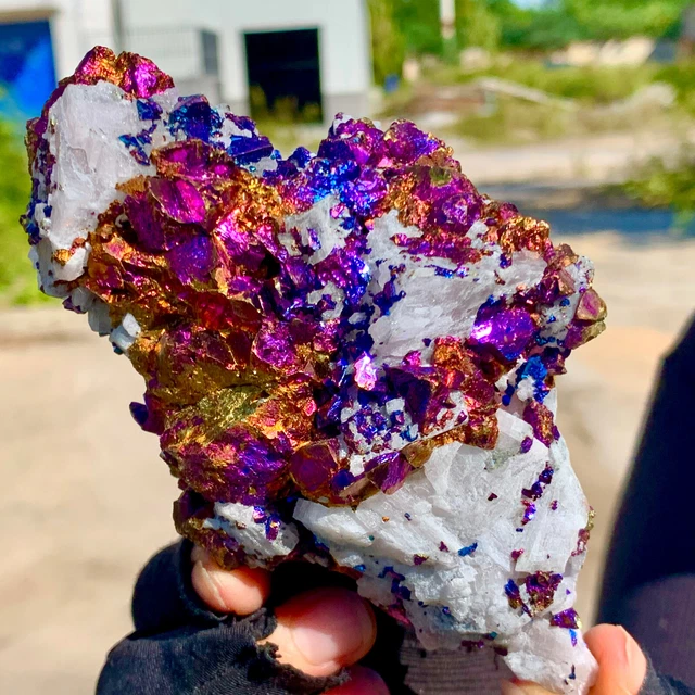 436G Natural Colorful Chalcopyrite Calci Crystal ClustRare Mineral Specimen