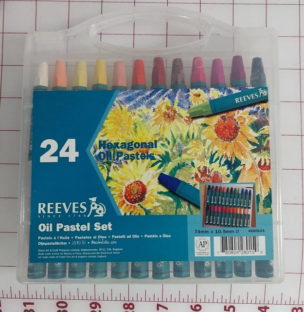 Juego de 24 pasteles al óleo Reeves pasteles al óleo hexagonales totalmente nuevo en estuche de transporte