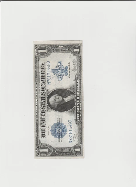 1923 $1 One Dollar Silver Certificate Note Horse Blanket Large Size Banknote.