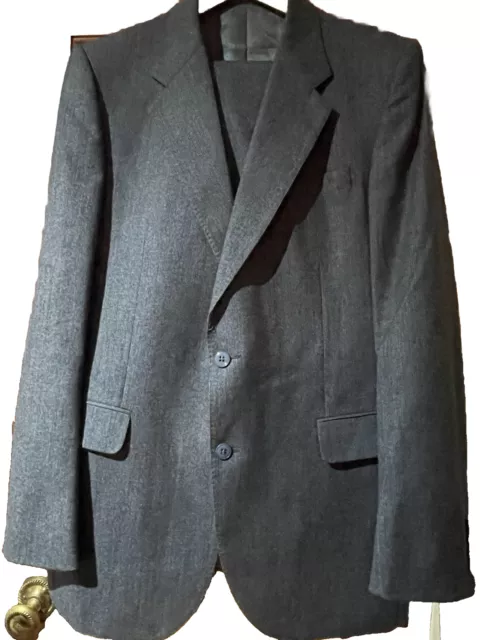 Abito Invernale Su Misura John Lewis Partnership Classico Vintage Anni '80 Blu/Grigio Uk 42L 3