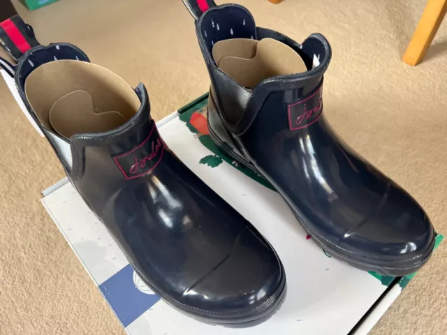 Wellibob donna Joules lucido altezza corta Wellies navy UK 5 2