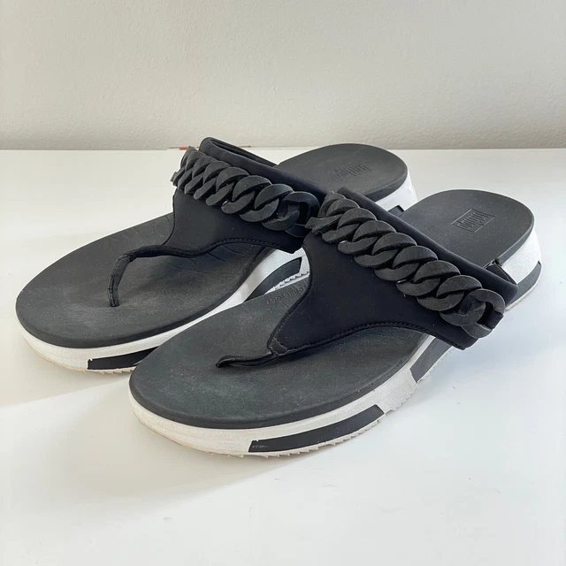 FitFlop Womens US 11 / UK 9 Sandals W55 Heda Chain Toe-thongs Beach Summer USED