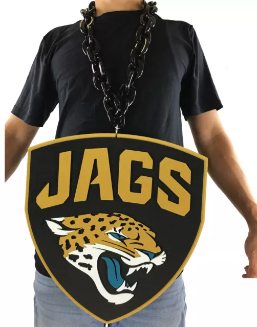 New NFL Jacksonville Jaguars BLACK Fan Chain Necklace Foam - JUMBO SIZE